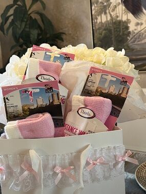 Thorlos Women's Pink & White Cushioned Crew Socks - Pack NWT